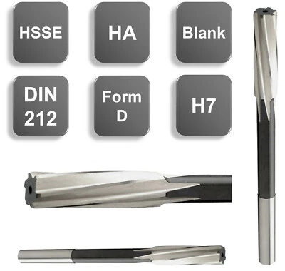 GEFRABO HSSE Maschinenreibahlen H7 Tol. Form D DIN212 1,5 - 20 mm spiralgenutet Reibahle