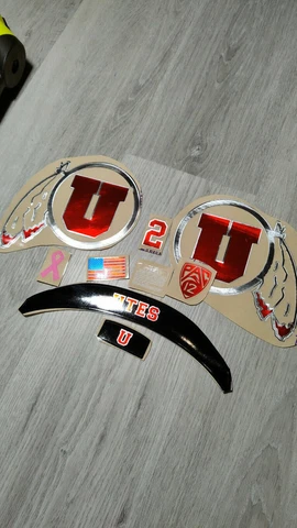 Utah Utes full size football helmets 3M vinyl decals Chrome Red Cover