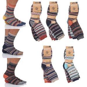 3/6 Paar Herren Wollsocken  Strümpfe Norweger Hütten Winter warm Kuschel bunt - Bild 1 von 16