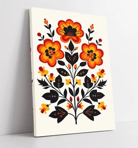 FLAT MODERNIST FLOWER BOUQUET DESIGN -FRAMED CANVAS WALL ART PICTURE PRINT - Picture 1 of 2