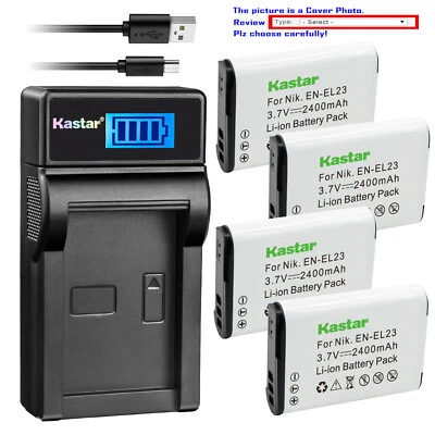 Cargador LCD de batería Kastar para cámara Nikon EN-EL23 MH-67P y Nikon Coolpix P610 Foto 1 de 4