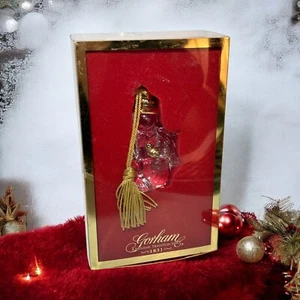 Gorham Glass & Gold Snowman Hat and Bird Christmas Tree Ornament With Box - Picture 1 of 6