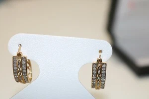 Silver Hoop Earrings Stamped "DSJ 925" from Macys - Gold Tone Though - Picture 1 of 12