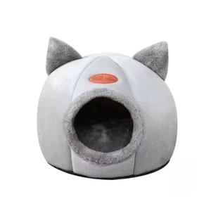Cat Head Shape Cute and Comfortable Warm Cat House Safe Sleep Cave Non-Slip Semi - Picture 1 of 13