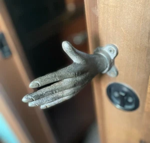 Soporte de mano de hierro fundido perilla de puerta de bolsillo de granero manija gancho toalla metal ÚNICO - Imagen 1 de 12