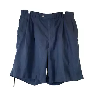 Daniel Cremieux 100% Linen Shorts Pleated Navy Mens Tag Size 36 Preppy Casual - Picture 1 of 11