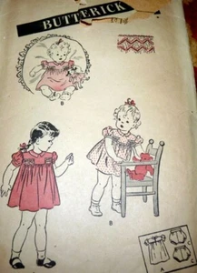 *LOVELY VTG 1940s GIRLS SMOCKED DRESS & PANTIES Sewing Pattern Size 1/2 - Picture 1 of 1