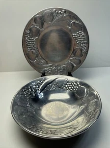 Vintage Pewter Wilton Armetale 15" Oval Fruit Bowl And Platter - Picture 1 of 11