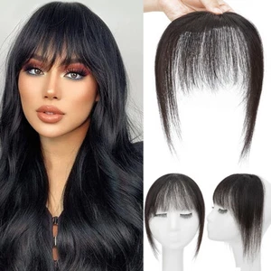 3D Thin Fringe Bangs 100% Remy Human Hair Extensions Clip In Hairpiece Side Bang - Picture 1 of 38