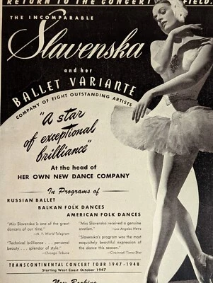 Mia Slavenska 1947 Booking Ad Musical Performer Concert Ballerina - Image 1 of 3