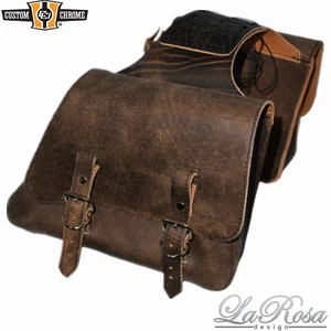 Universal MotorThrow Over Panniers Saddle Bag Set Fit For Harley Brown Leather - Picture 1 of 3