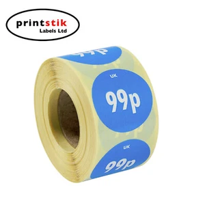 Price Labels, Promotional Labels, 99p Blue, 30mm, Roll of 500 labels - Picture 1 of 3