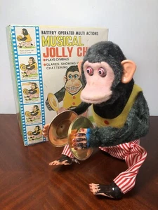 FUNCIONANDO Musical Jolly Chimpancé Daishin Japón Años 70 Platillo Mono con Original Caja - Imagen 1 de 12