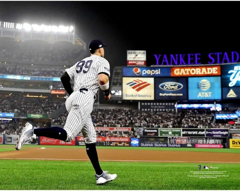 Aaron Judge New York Yankees Unsigned Taking the Field vs. Boston Red Sox Photo Cover