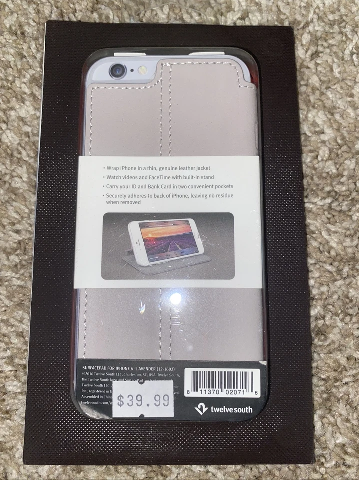 Twelve South SurfacePad iPhone 6 & 6s Leather Wallet Thin Case Lavender - Image 1 of 2