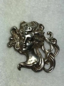 Art Nouveau Sterling Silver Female Bust Pendant - Picture 1 of 6