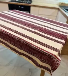 Tablecloth embroidered with Ukrainian ornament linen homespun large size 150х120 - Picture 1 of 4
