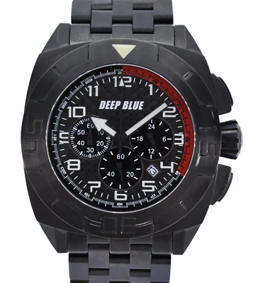 Men's 44mm Deep Blue Master Timer Carbon Fiber Chrono Black PVD Watch No. 013! - Image 1 of 4