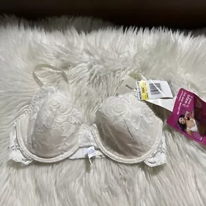 maidenform Vintage Demi T Shirt Bra 36C White Floral Pattern NWT - Picture 1 of 10