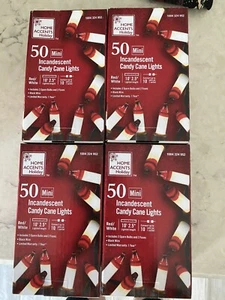 Home Accents 50-Count Mini Red/White Incandescent Candy Cane Lights 4 BOXES! - Picture 1 of 8