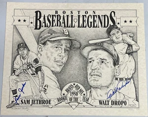 Boston Legends Walt Dropo & Sam Jethroe Signed 16x20 Litho w/COA - Picture 1 of 4