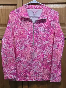 Lily Pulitzer Skipper Popover Pawsitive Cattitude Pink Small S Rare 1/4 Zip Up - Picture 1 of 12