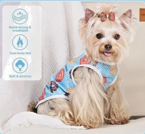 Dog Shirt Breathable Small Dog Cat Clothes Funny Print Vest Light weight T-Shirt - Picture 1 of 5