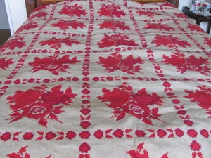 NETTLE CREEK INDUSTRIES Custom Calif King Woven Trimmed Spread Toulouse Vintage - Picture 1 of 4