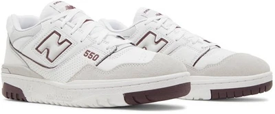 New Balance 550 BB550FB1 Sneakers Men's Summer Fog Burgundy Leather Skate Shoes - Image 1 of 4