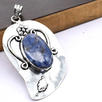 Sodalith Edelstein Ethnisch Handgemachter Anhänger Schmuck 1,4" P 2318 - Bild 1 von 4