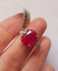 NUEVO Anillo de Plata de Ley Rubí y Circonita cúbica, Talla P. R5L - Imagen 1 de 3