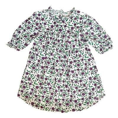 Sunchild Girls Indian Cotton Block Print Purple Flowers Dress Size 10 - Image 1 of 4