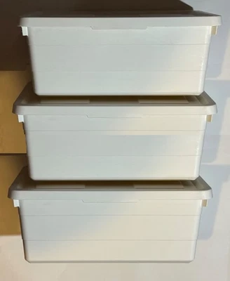 3 x IKEA SOCKERBIT коробка для хранения с крышкой белый 15 «x 93⁄4» x 6» статья # 403.160.69 - Изображение 1 из 2