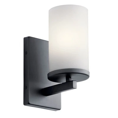Arandela de parede preta para banheiro Kichler Lighting Crosby 10" de altura 45495 BK - Imagem 1 de 3