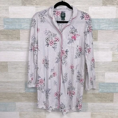 Vestido Camisa de Noite LAURA ASHLEY Floral Azul Rosa Feminino Pequeno - Imagem 1 de 4