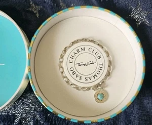 THOMAS SABO silver CHARM CLUB Blue Turquoise Stone BRACELET Medium link 20cm Box - Picture 1 of 9