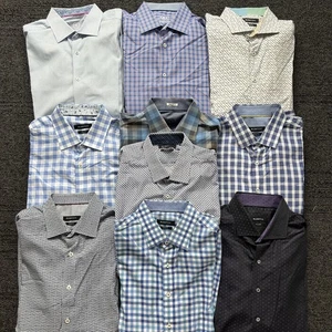 Bugatchi Uomo Button Up Shaped Fit Shirt Lot Mens L | XL | 16.5 34/35 Plaid - Picture 1 of 5
