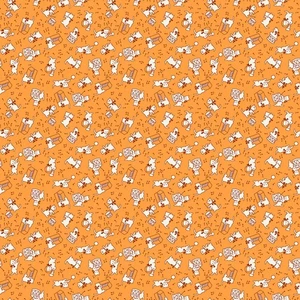 Feline Drive Fabric Storybook '22 JAMMIN' CATS Orange - Fat Quarter (18"x22") FQ - Picture 1 of 8