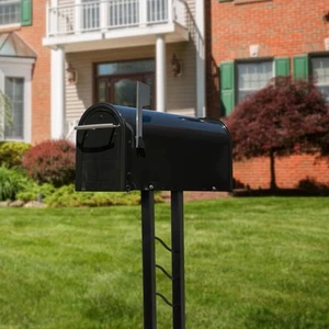Gibraltar Medium Galvanized Steel Post-Mount Mailboxes Black - Picture 1 of 5