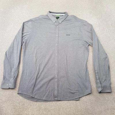 Camisa Hugo Boss Para Hombres 2XL XXL Gris Calce Regular Elastizada Biado Abotonada Suave Foto 1 de 4