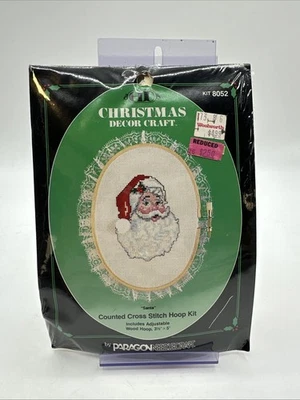 Kit de aguja Paragon 1986 con aro Santa #8052 3,5 x 5 pulgadas punto de cruz de Navidad Foto 1 de 2