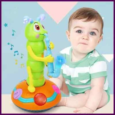 Saxofón de baile musical oruga juguete linternas LED divertido juguete de música eléctrica Foto 1 de 4