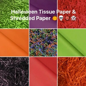 Tissue Paper & Shredded Coloured Paper Gifts Wrapping 18 Designs Halloween - Picture 1 of 14