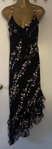 Mix It Dress Rosette Silk Floral Asymmetric Hem Appliqué 90s Y2k Romantic Sz 16 - Picture 1 of 13