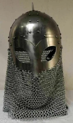 Casco de armadura vikinga con cadena de correo Caballero medieval Disfraz de batalla Casco Foto 1 de 2