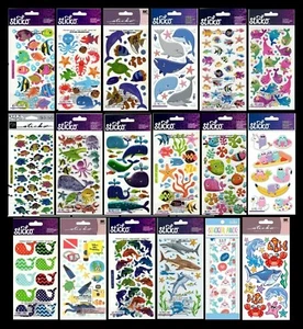 Sticko Stickers FISH OCTOPUS CRAB TURTLE WHALE SHARK DOLPHIN NARWHAL AQUARIUM - Picture 1 of 19