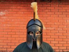 Black corinthian helmet with horse plume Medieval Knight SCA LARP