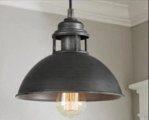 LNC 1-Light Industrial Farmhouse Barn Pendant Light Dark Gray Island Bar - Picture 1 of 4
