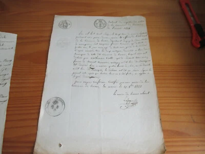 Vieux papiers 1822 PUY DE DOME LIMONS ACTE DECES CACHETS TIMBRE SEC ETC - Photo 1/4