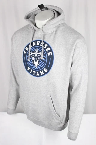 NFL Team Apparel Men's Tennessee Titans Logo Hoodie Sweatshirt Grey Heather Cover